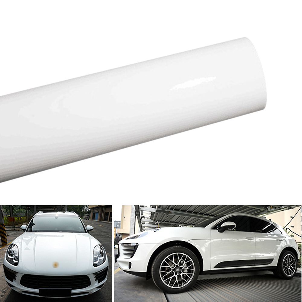 Anself Stretchable Glossy Vinyl Film Protective Car Vinyl Wrap Stickers with Air Release Car Styling Accessories, White